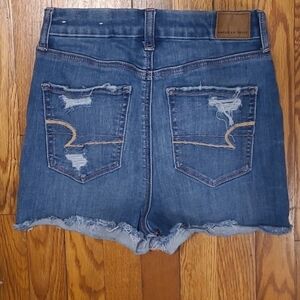 American Eagle Outfitters Blue Distressed  Shortie High Rise Shorts 0